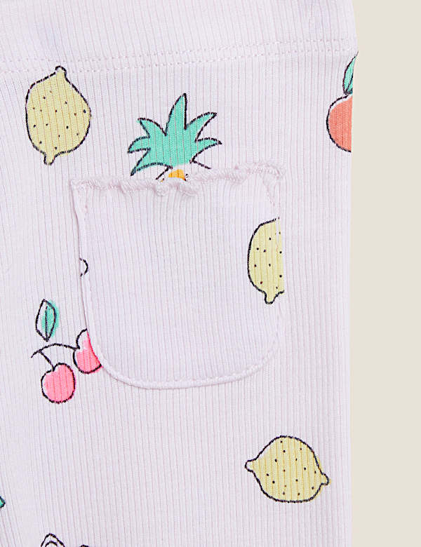 3pk Cotton Rich Striped and Fruit Leggings (0-3 Yrs)