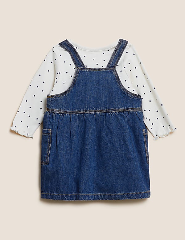 Cotton Denim Pinny Dress & Bodysuit Outfit (0-3 Yrs)