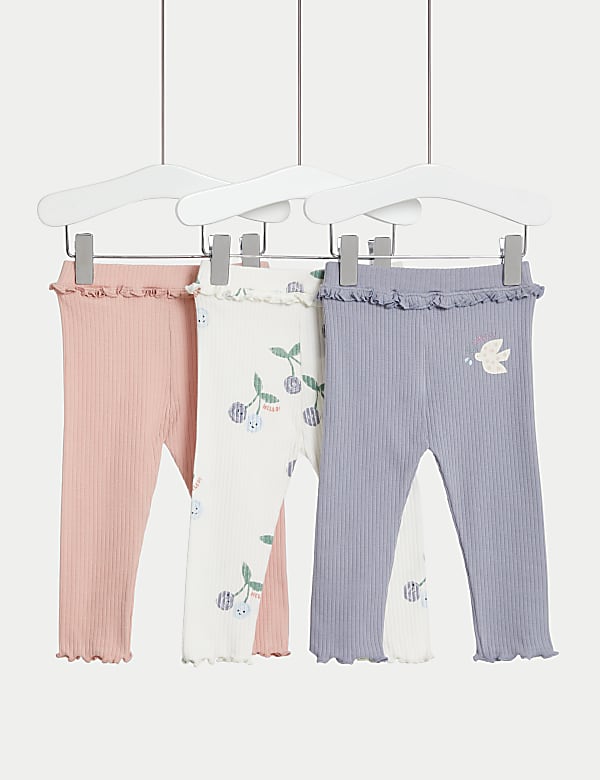 3pk Cotton Rich Frill Leggings (0-3 Yrs) - KG