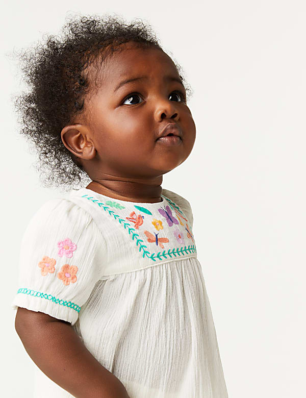 2pc Pure Cotton Embroidered Outfit (0-3 Yrs)