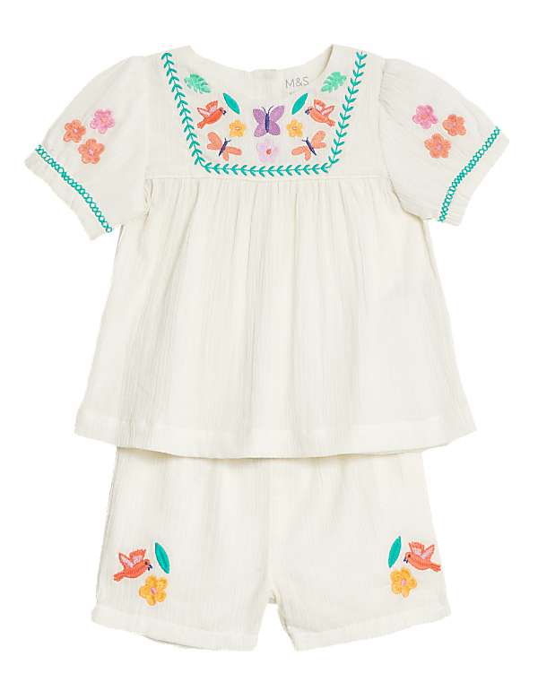 2pc Pure Cotton Embroidered Outfit (0-3 Yrs)