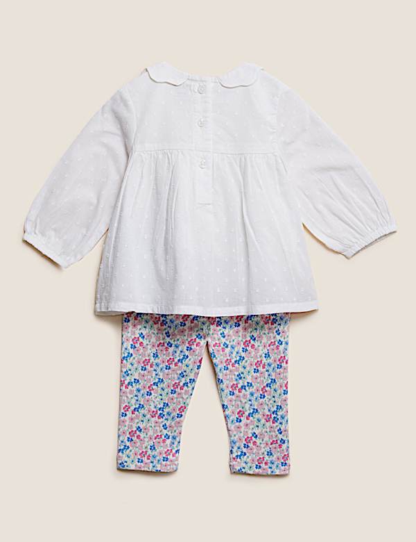 2pc Cotton Rich Blouse and Leggings Outfit