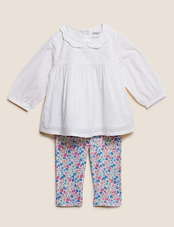 2pc Cotton Rich Blouse and Leggings Outfit