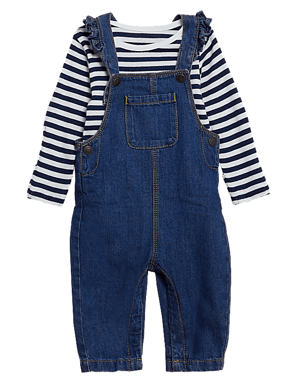 2pc Pure Cotton Denim Dungaree Outfit
