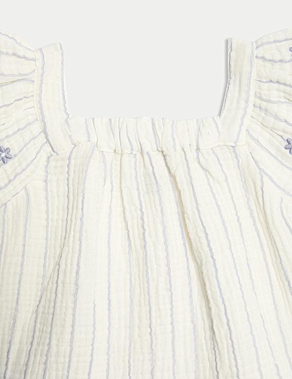 Pure Cotton Striped Floral Outfit (0-6 Yrs) - GR