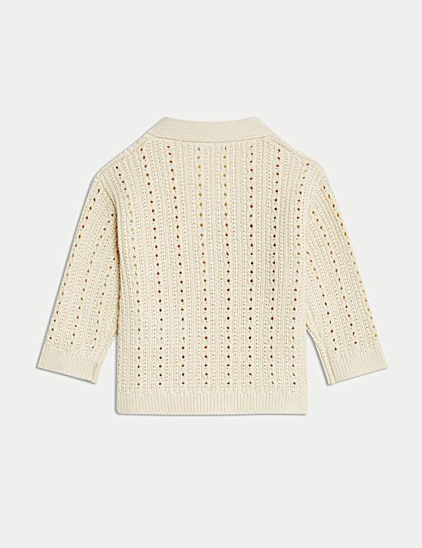 קרדיגן סרוג מכותנה טהורה (0-3 שנים) - IL