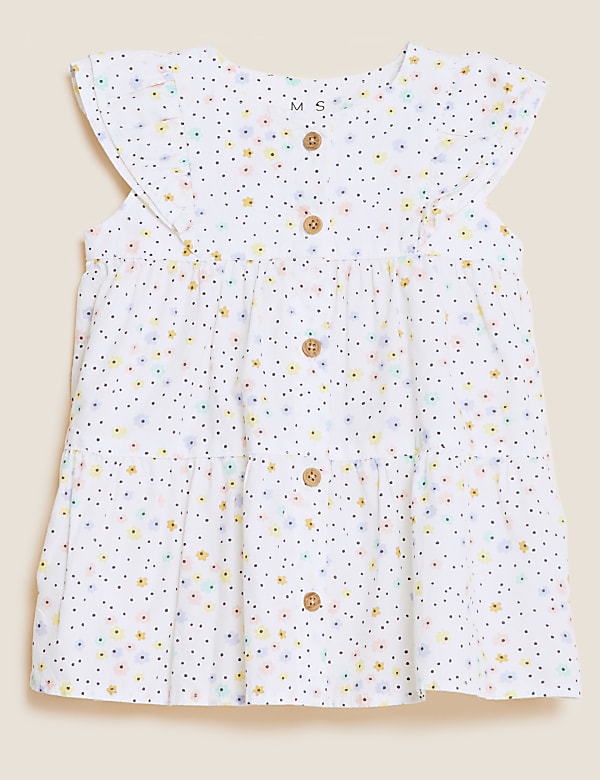 2pc Pure Cotton Floral Dress and Hat Set