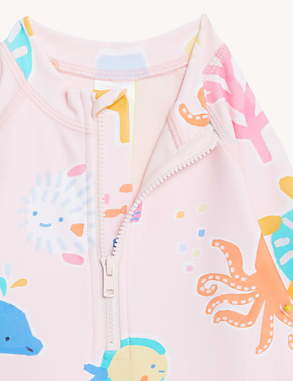 Sealife Long Sleeve Swimsuit & Hat Set
