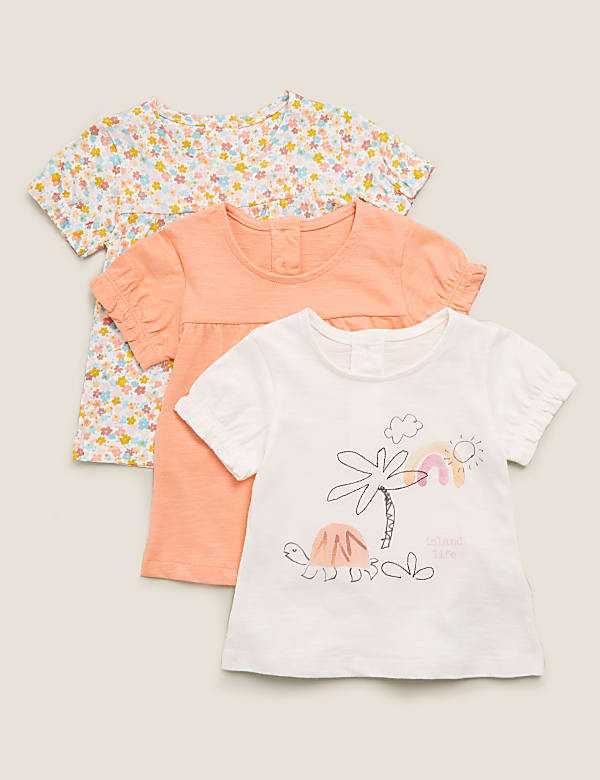 3pk Pure Cotton Floral & Tortoise Tops