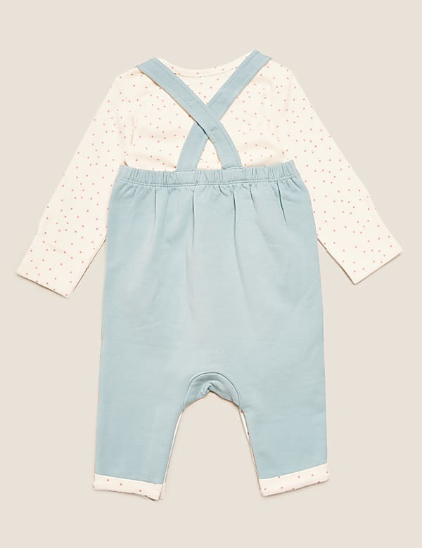 2pc Cotton Rich Bunny Dungarees Outfit (0-3 Yrs)