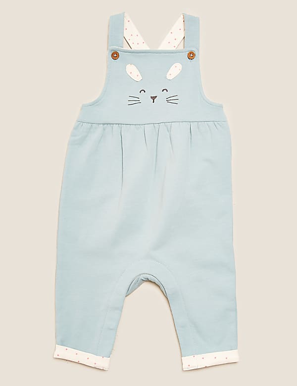 2pc Cotton Rich Bunny Dungarees Outfit (0-3 Yrs)
