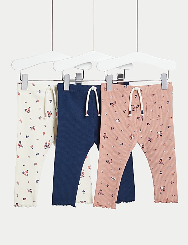 3pk Cotton Rich Floral Leggings (0-3 Yrs)