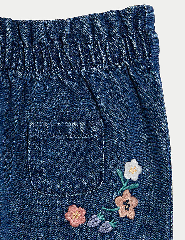 Pure Cotton Floral Jeans (0-3 Yrs)