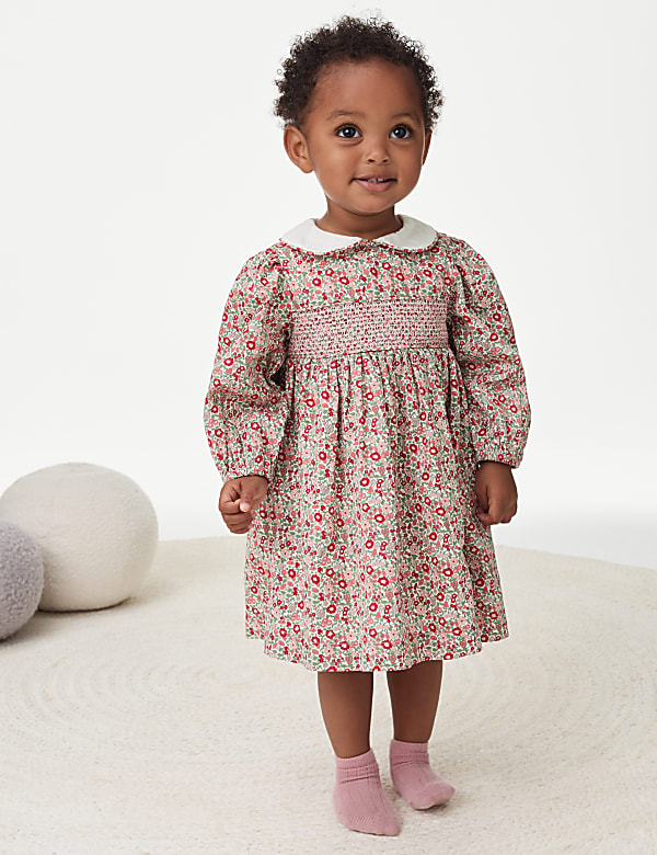 Pure Cotton Print Smock Dress (0-3 Yrs) - LV