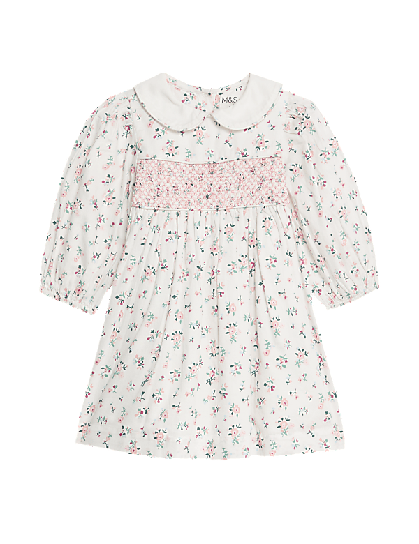 Pure Cotton Print Smock Dress (0-3 Yrs)