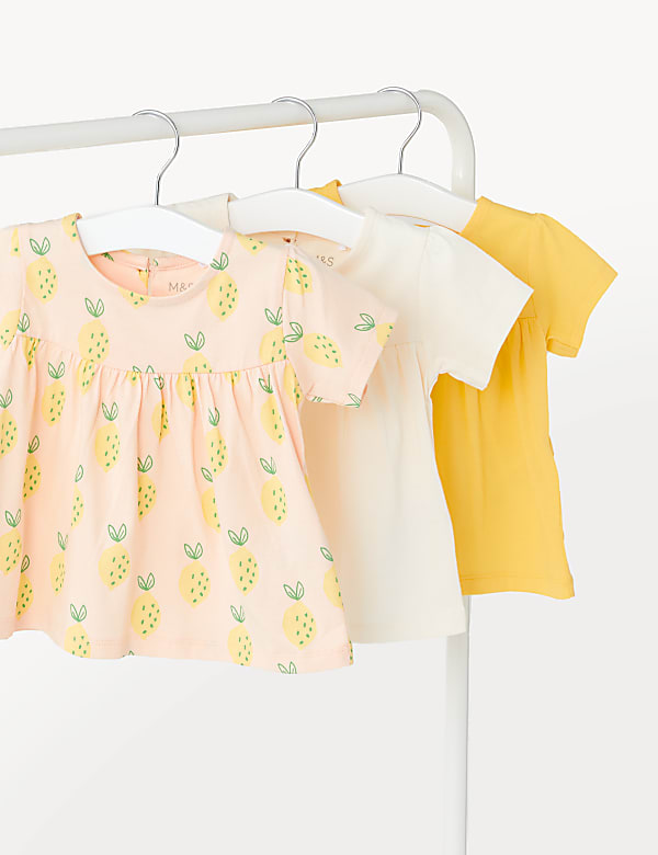 3pk Pure Cotton Lemon & Plain T-Shirts