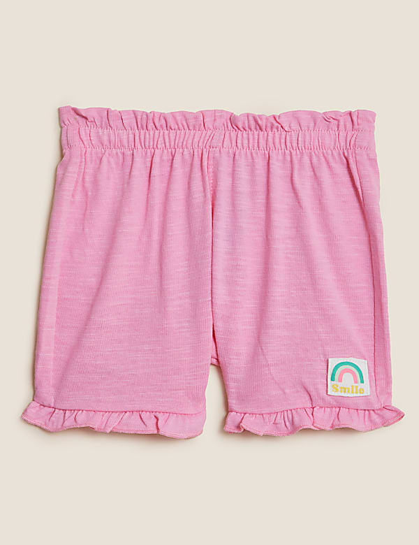 3pk Pure Cotton Frill Detail Shorts (0-3 Yrs)