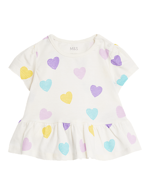 Pure Cotton Heart Print T-Shirt