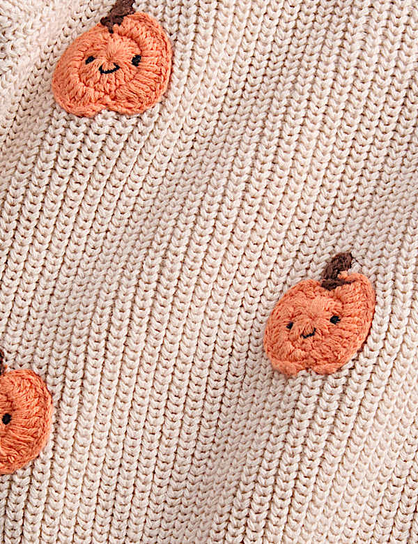 Pure Cotton Pumpkin Knitted Jumper (0-6 Yrs) - NZ