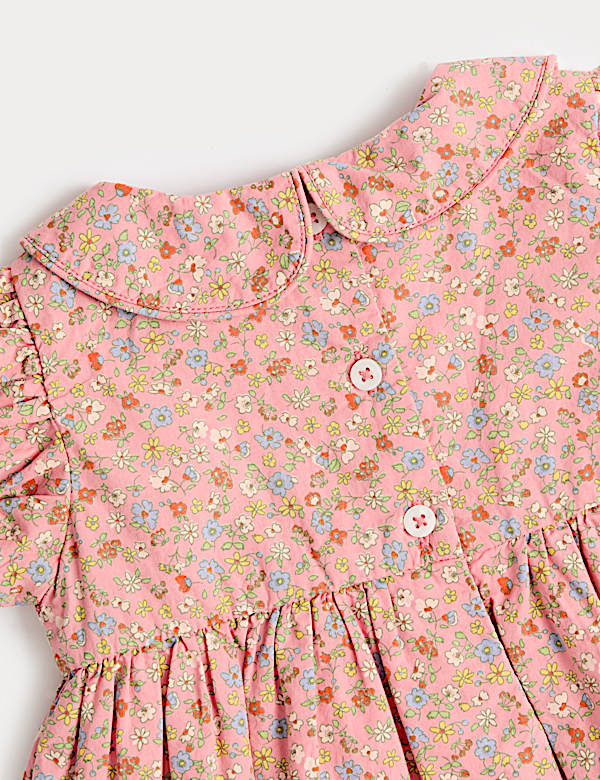 Pure Cotton Floral Smock Dress (0-3 Yrs)