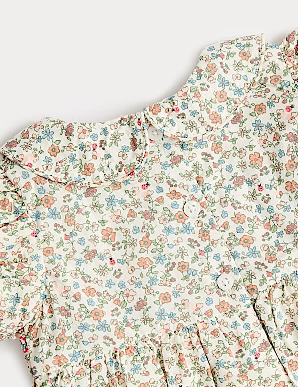 Pure Cotton Floral Smock Dress (0-3 Yrs)