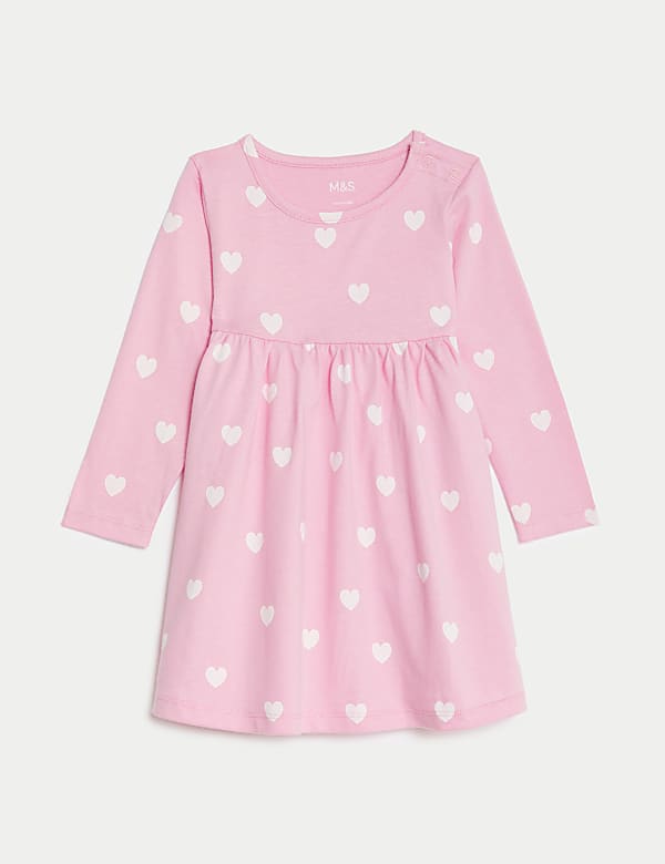 Pure Cotton Heart Dress 0 3 Yrs