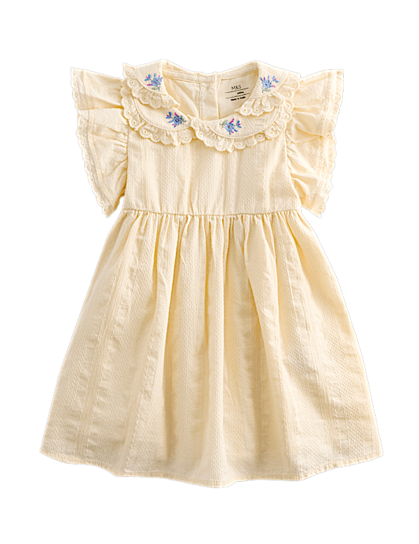 Pure Cotton Embroidered Collar Dress (0-5 Yrs)