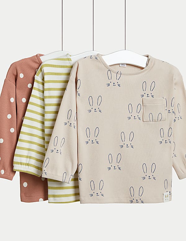 3pk Cotton Rich Rabbit Print Tops (0-3 Yrs) - IL