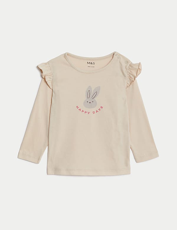 Pure Cotton Bunny Slogan Top (0-3 Yrs) - MX