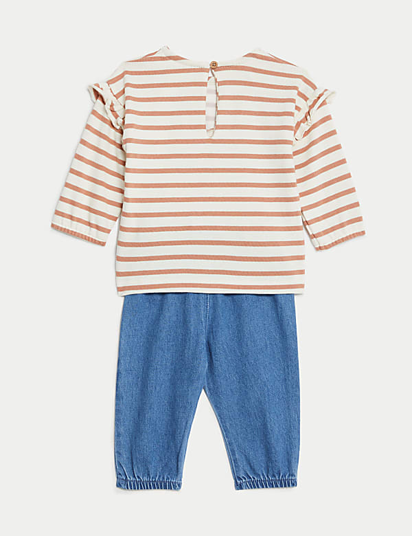 2pc Pure Cotton Striped Bunny Outfit (0-3 Yrs)