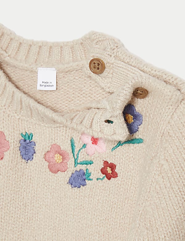 Cotton Rich Floral Knitted Jumper (0-3 Yrs)