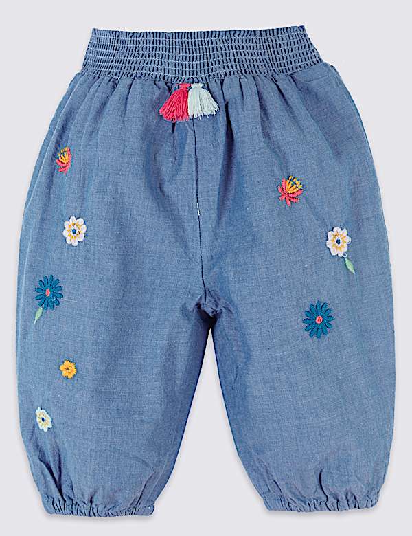 Pure Cotton Chambray Trousers