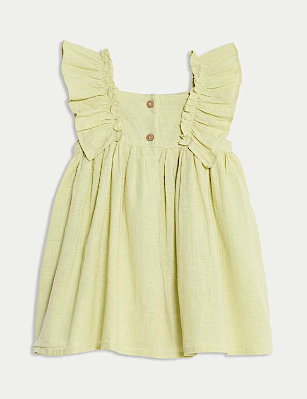 Katoenrijke, geweven jurk met volantmouwen (0-6 jaar) - BE