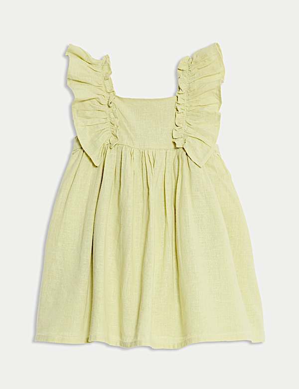 Cotton Rich Woven Frill Sleeve Dress (0-6 Yrs) - ID