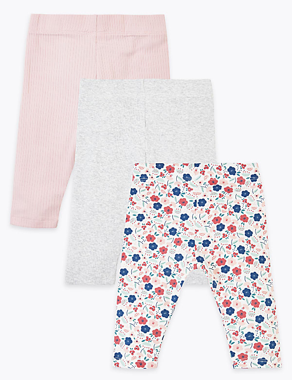 3 Pack Cotton Rich Floral Leggings (0-3 Yrs)