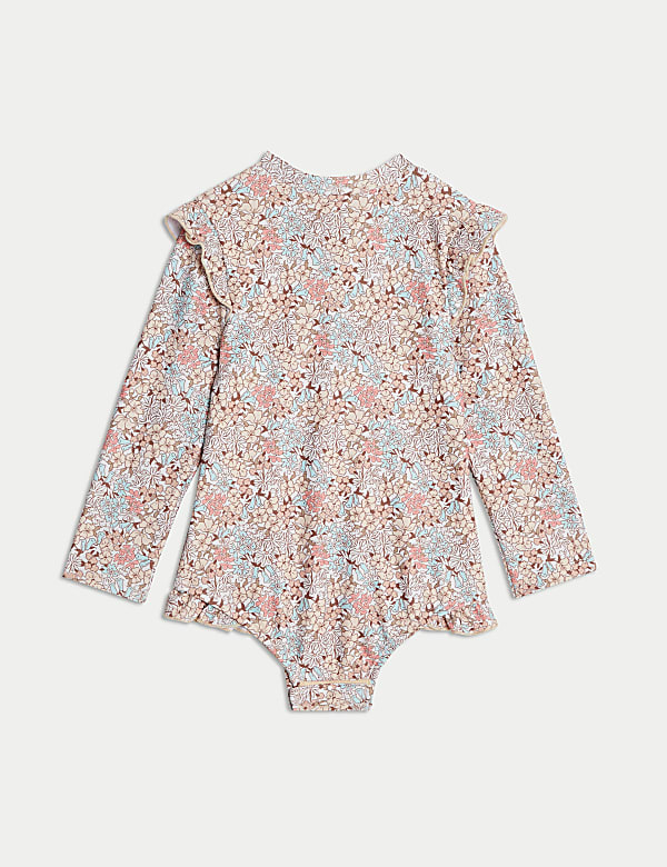 Maillot de bain Mini Me &agrave; manches longues avec fermeture &agrave; glissi&egrave;re et imprim&eacute; fleuri (jusqu&rsquo;au 3 ans) - FR