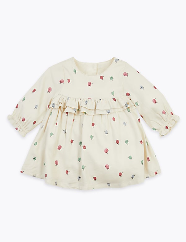 2 Piece Bird Print Dress & Tights Outfit (0-3 Yrs)