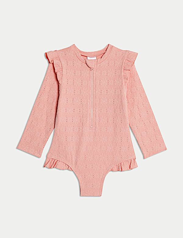 Broderie Zip Long Sleeve Swimsuit (0-3 Yrs) - VN