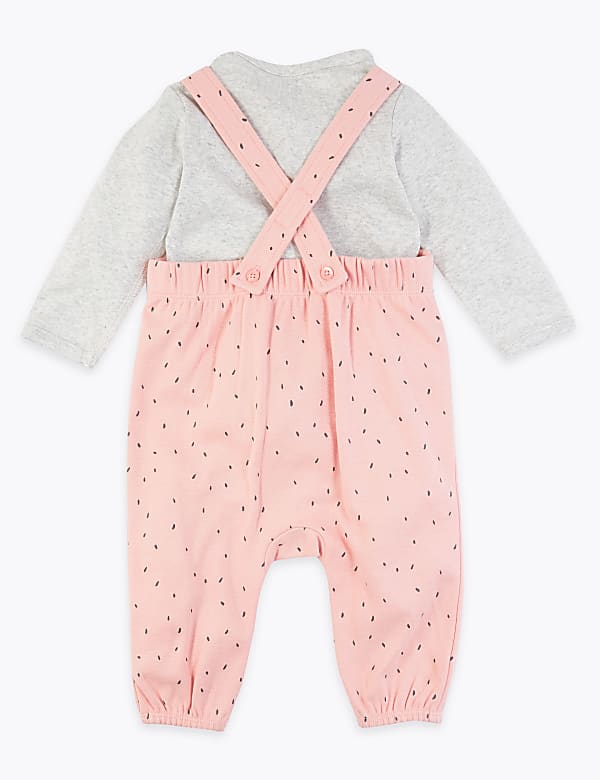 2 Piece Cotton Spotted Dungaree Outfit (0-3 Yrs)
