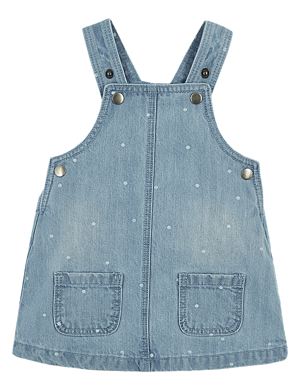Denim Spotted Pinafore (0 -36 Mths)