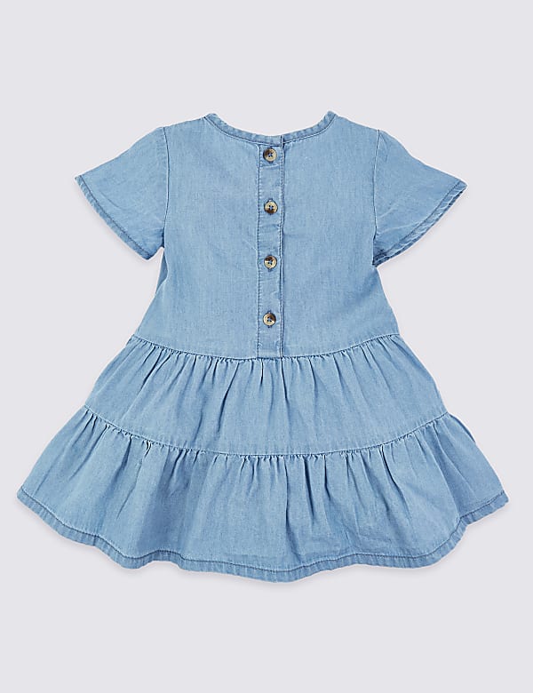 Cotton Chambray Tiered Dress