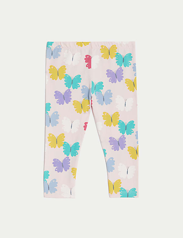 2pk Cotton Rich Butterfly & Striped Leggings (0-3 Yrs)