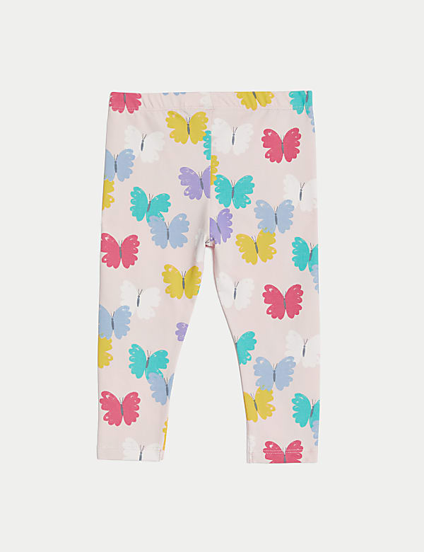 2pk Cotton Rich Butterfly & Striped Leggings (0-3 Yrs)