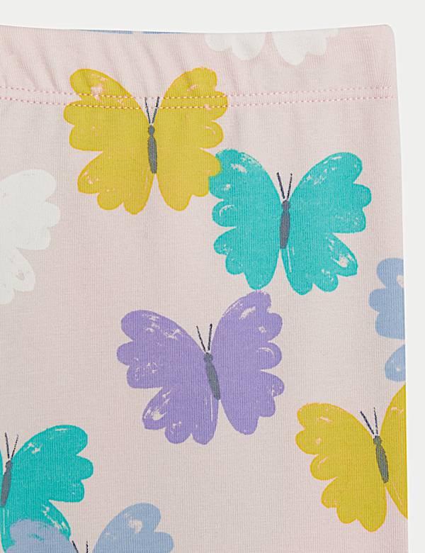 2pk Cotton Rich Butterfly & Striped Leggings (0-3 Yrs)
