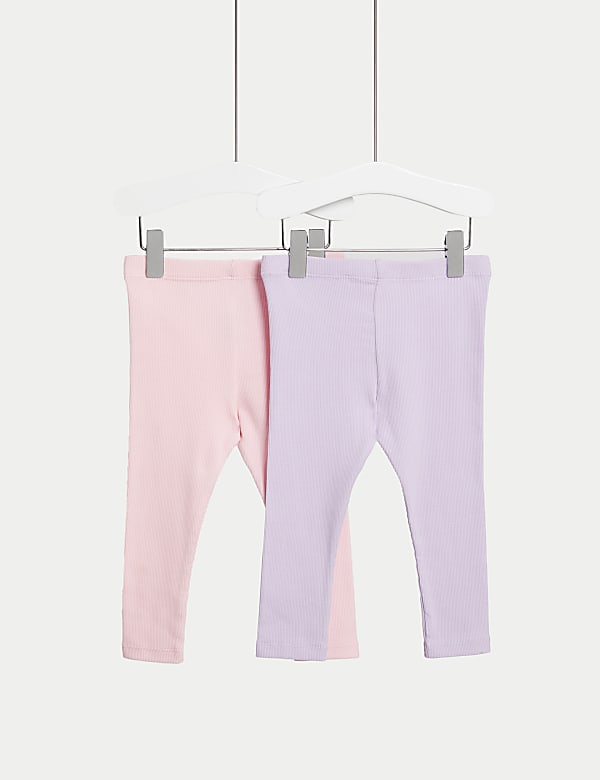 2pk Cotton Rich Plain Leggings (0-3 Yrs) - NL