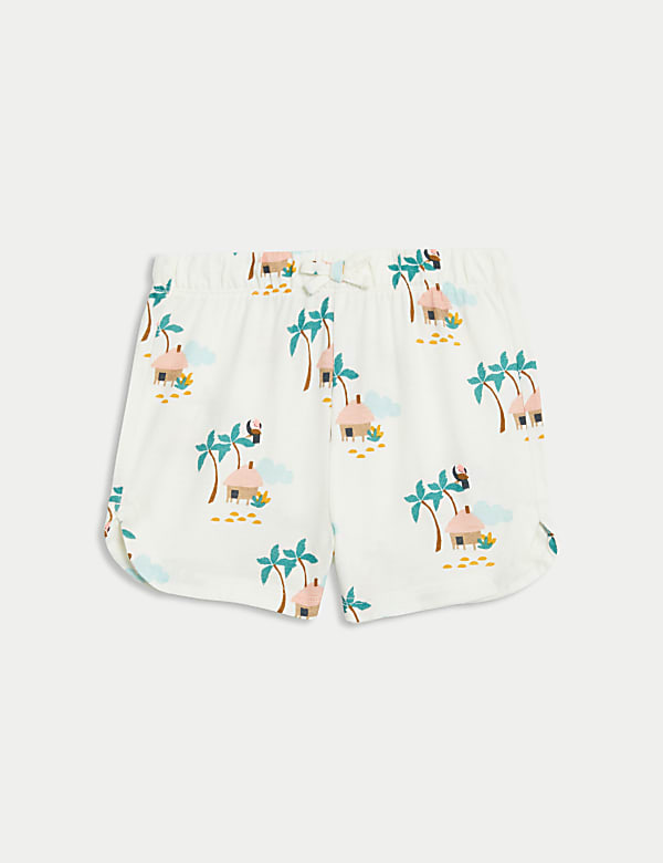 3pk Pure Cotton Palm Tree Broderie Shorts (0-3 Yrs)