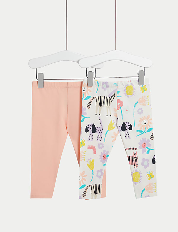 2pk Cotton Rich Printed Leggings 0 3 Yrs MULTI Leggings M S MY