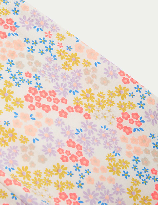 2pk Cotton Rich Floral & Plain Leggings (0-3 Yrs)