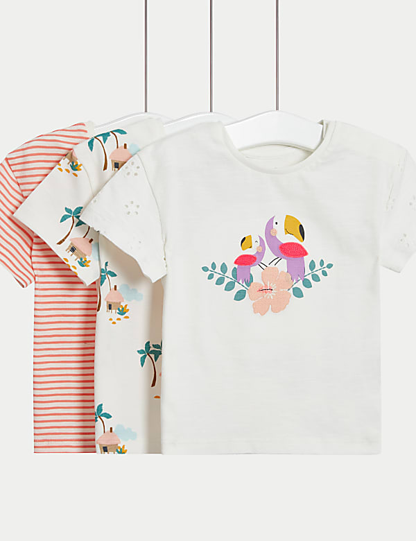 3pk Pure Cotton Tropical Print T-Shirts (0-3 Yrs) - AU