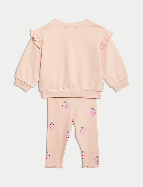 2 potong Pakaian Bahan Katun Motif Stroberi (0-3 Thn) - ID